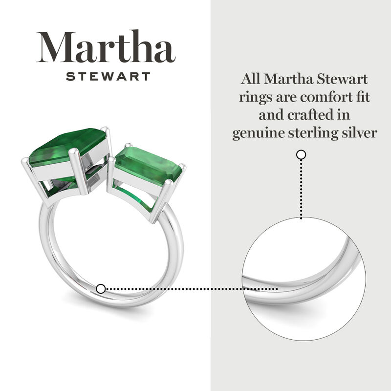 Martha Stewart 4 1/2ctw. Emerald Two Stone Ring In Sterling Silver image number null